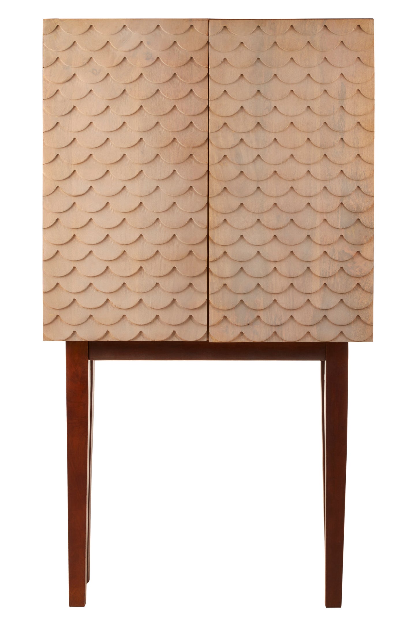 Mermaid Mid-Century Carved Mango Wood Cabinet