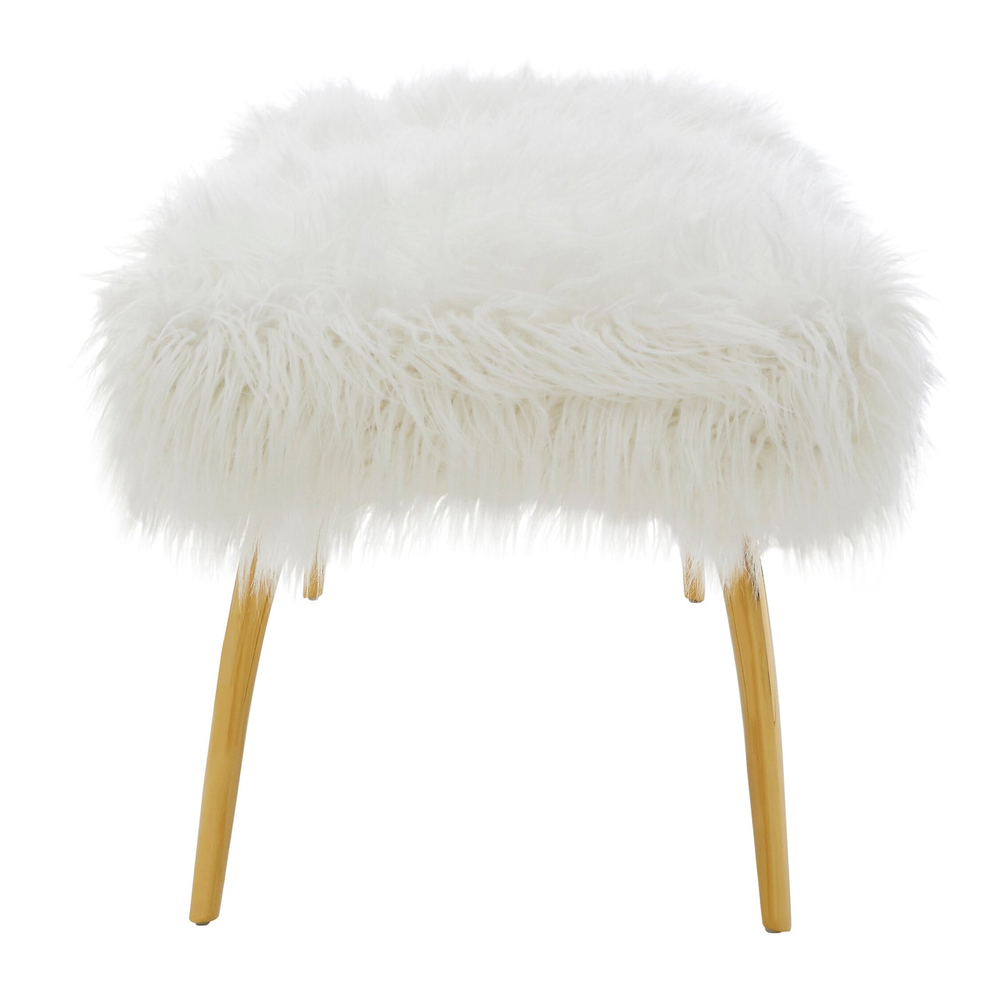 Heidi Fur Effect Bench with Gold Legs