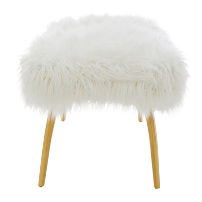 Heidi Fur Effect Bench with Gold Legs