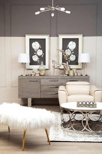 Heidi Fur Effect Bench with Gold Legs