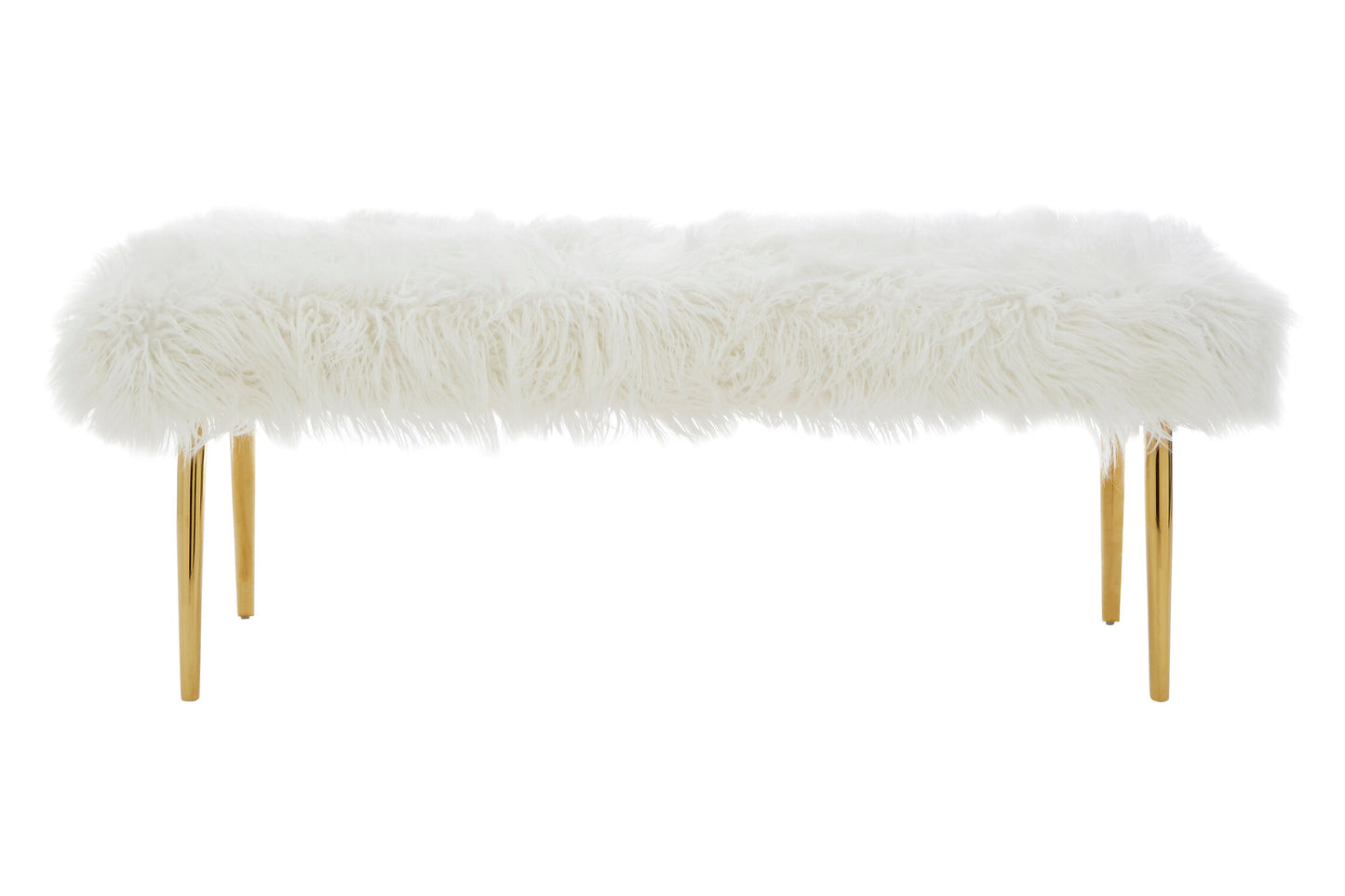Heidi Fur Effect Bench with Gold Legs
