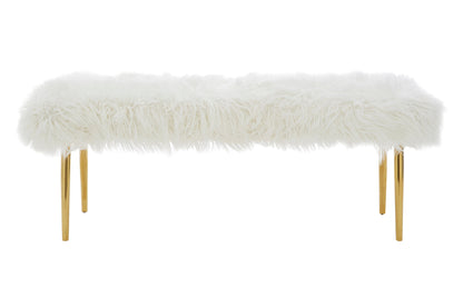 Heidi Fur Effect Bench with Gold Legs