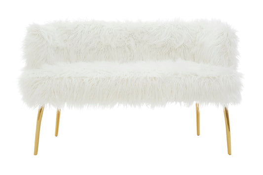 Heidi Fur Effect 2 Seater Sofa with Gold Legs