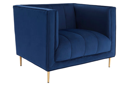 Renee Luxe Deep Blue Velvet Armchair