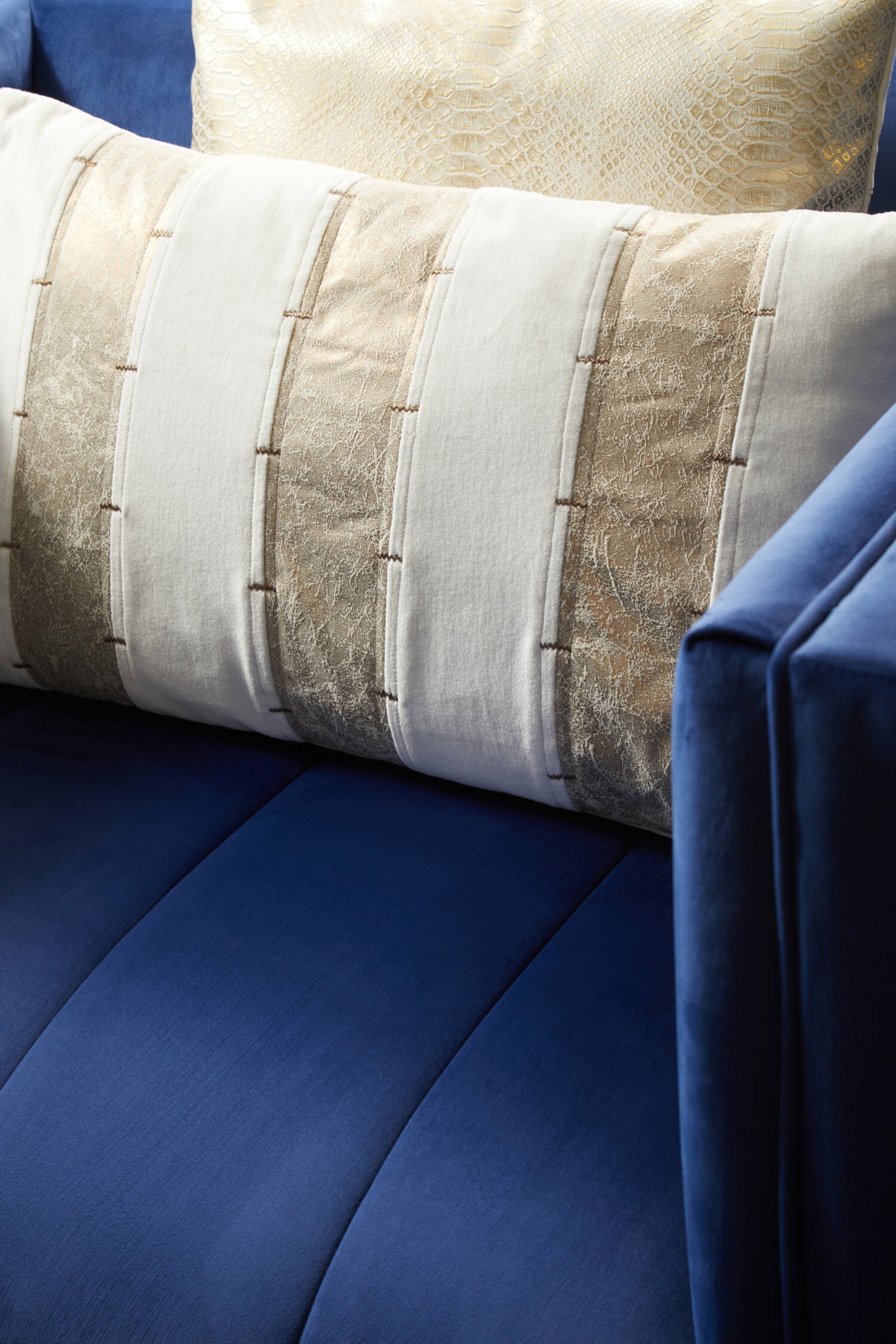 Renee Luxe Deep Blue Velvet Armchair
