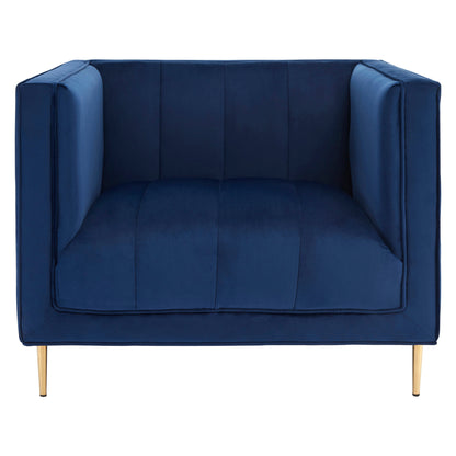 Renee Luxe Deep Blue Velvet Armchair