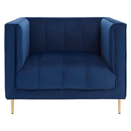 Renee Luxe Deep Blue Velvet Armchair