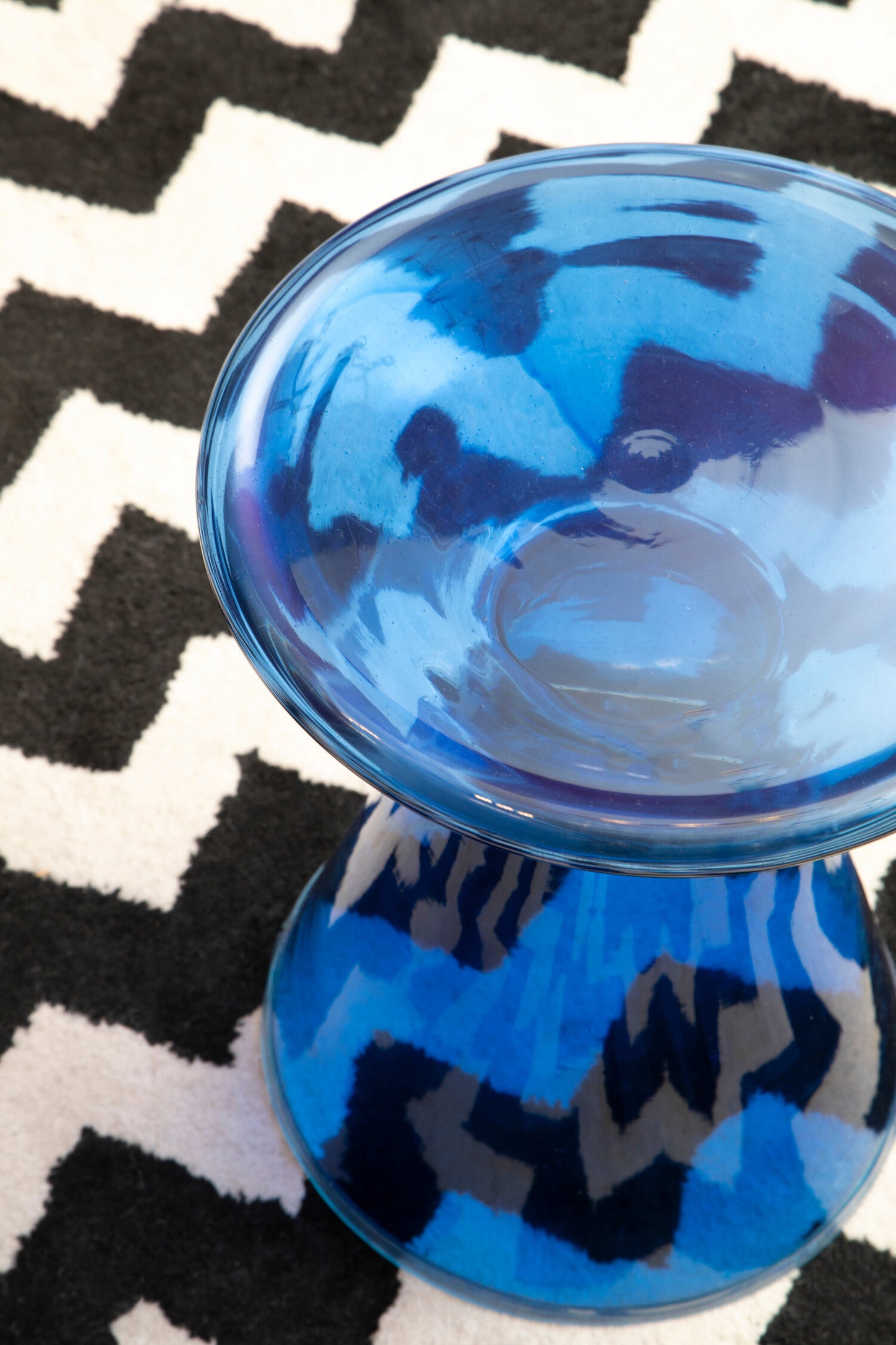 Vogue Blue Glass Modern Side Table