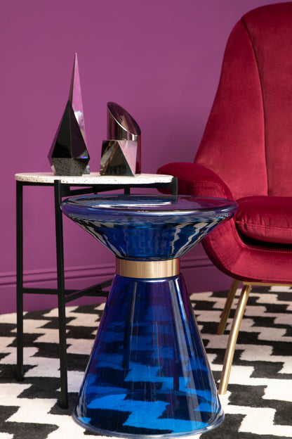 Vogue Blue Glass Modern Side Table