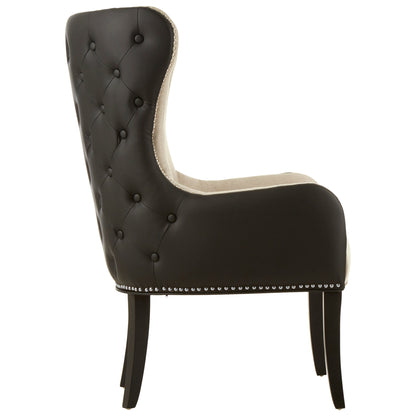 Omar Luxe Natural Fabric Armchair with Black Leather Effect Back