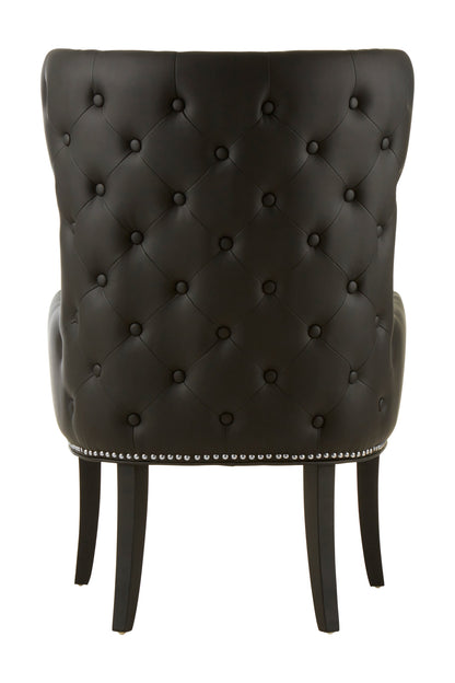 Omar Luxe Natural Fabric Armchair with Black Leather Effect Back | Bali & Blue