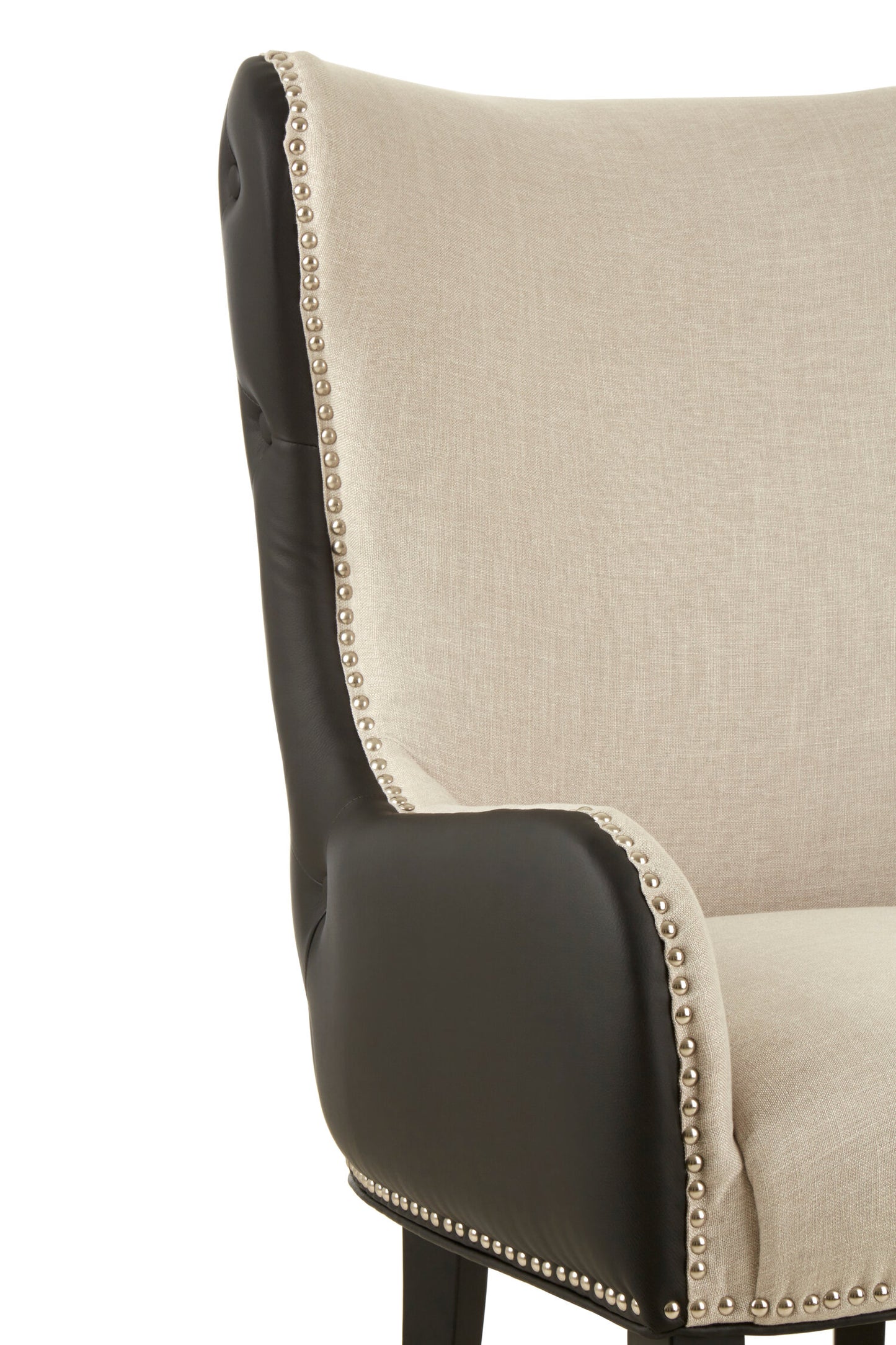 Omar Luxe Natural Fabric Armchair with Black Leather Effect Back
