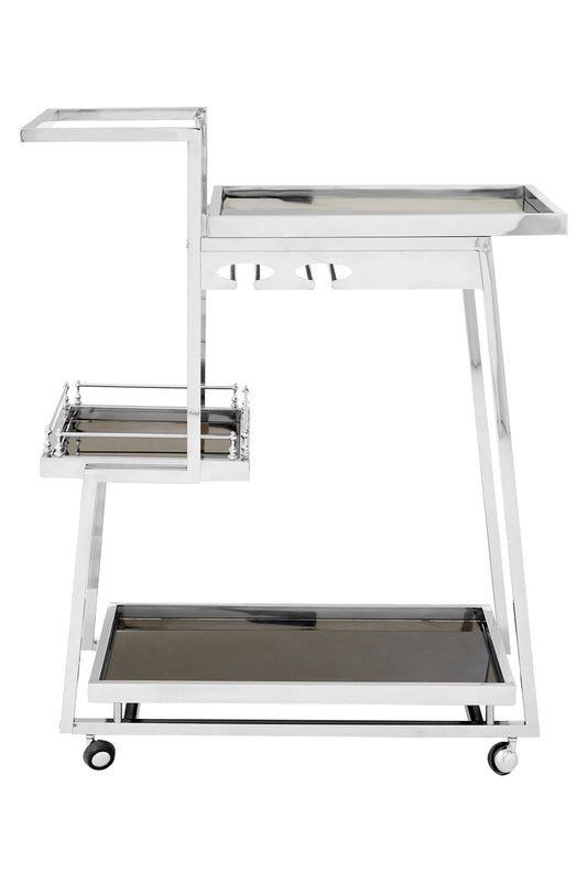 Valrez 3-Tier Silver Bar Cart