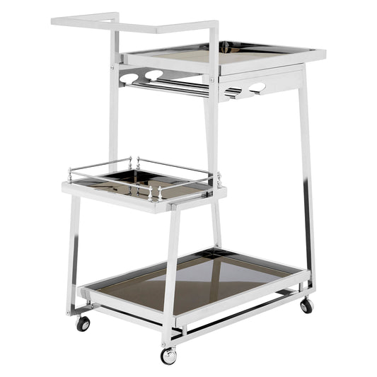 Valrez 3-Tier Silver Bar Cart