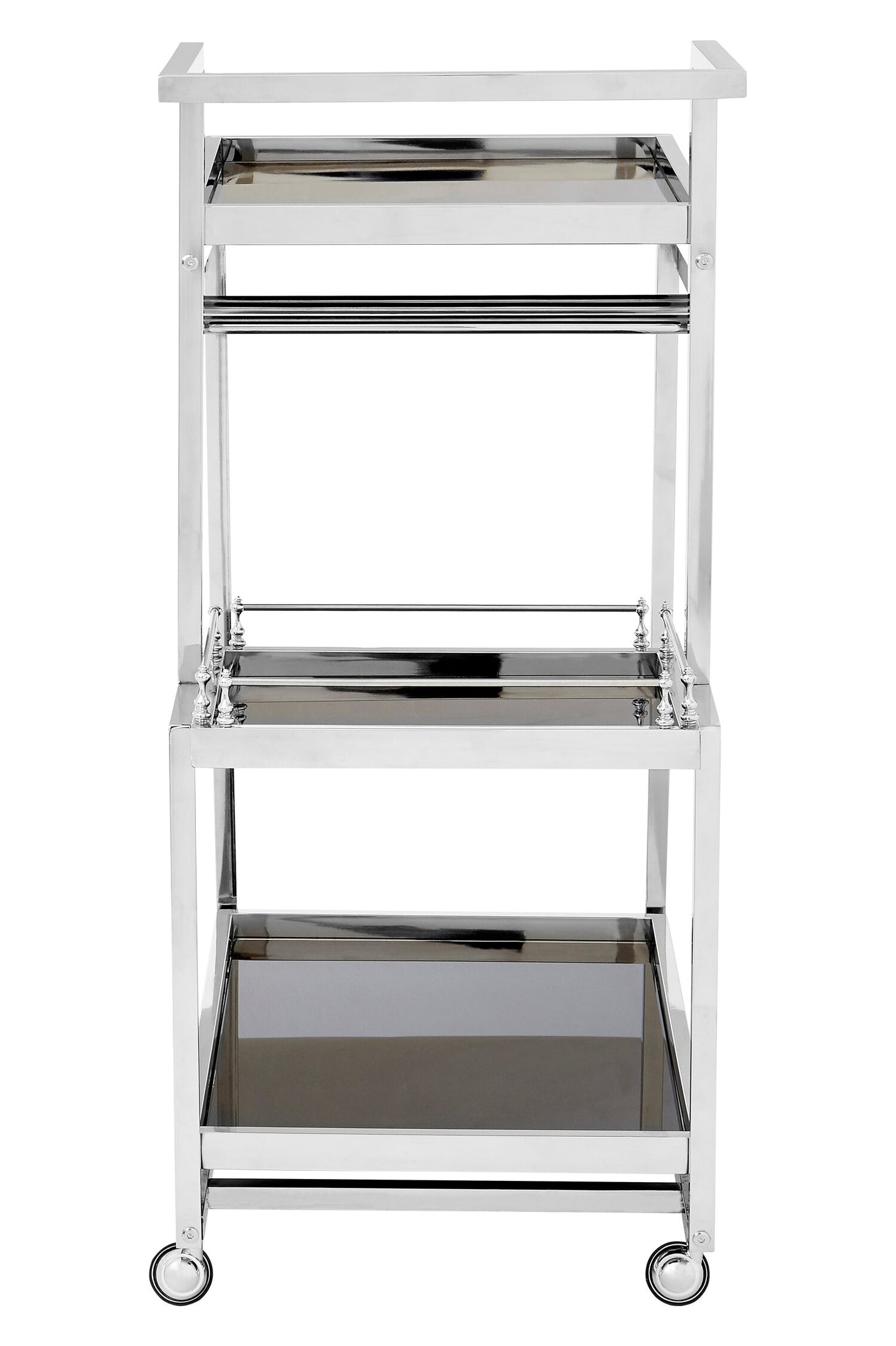 Valrez 3 Tier Silver Trolley Bar Cart | Bali & Blue