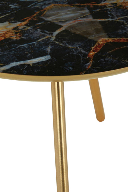 Monroe Gold Faux Marble Luxe Side Table