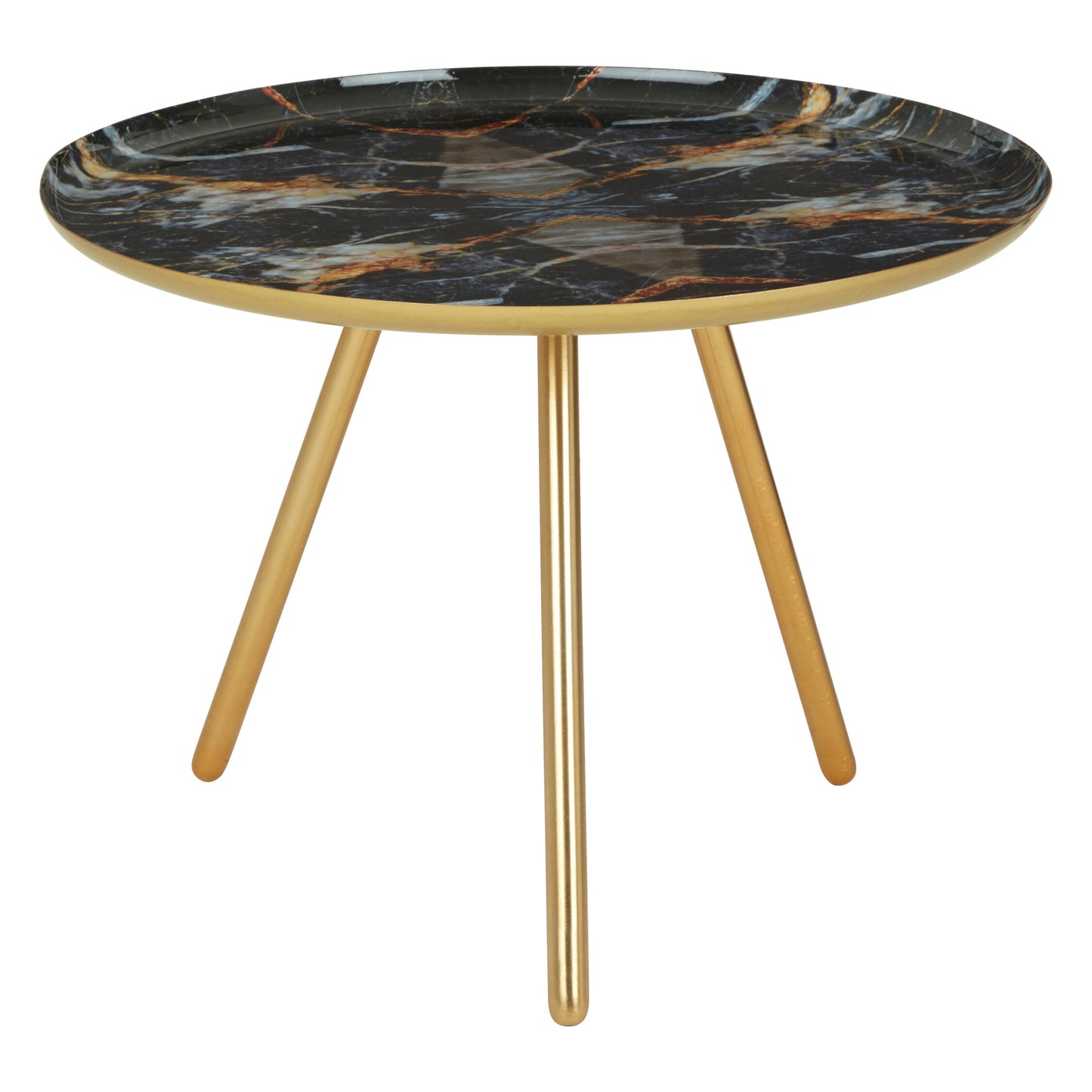 Monroe Gold Faux Marble Luxe Side Table