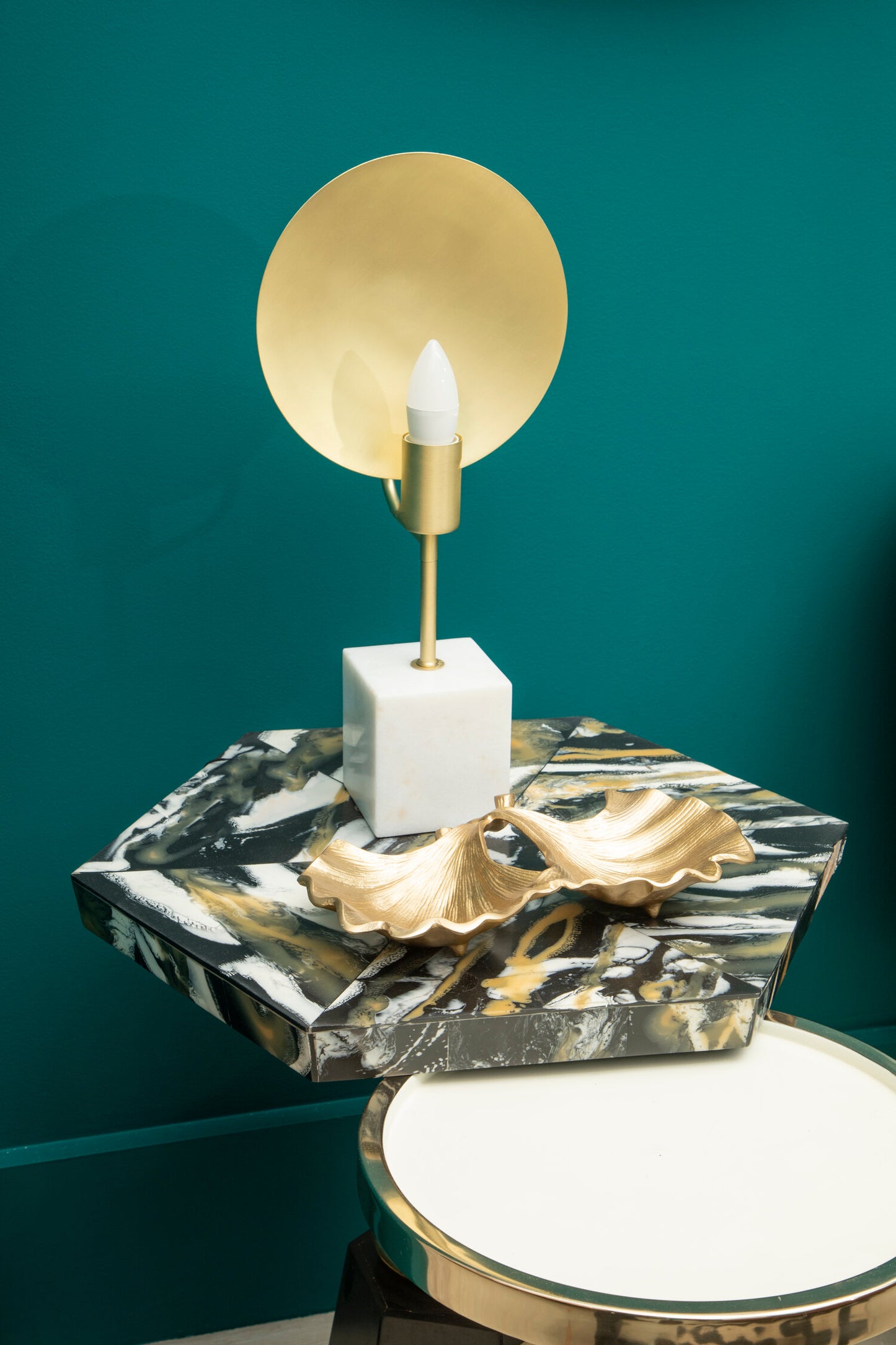 Raya Hexagonal Horn Top Side Table
