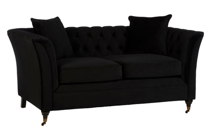 Gina Onyx Velvet Chesterfield Two Seater Sofa