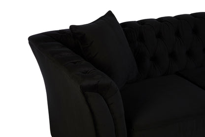 Gina Onyx Velvet Chesterfield Two Seater Sofa