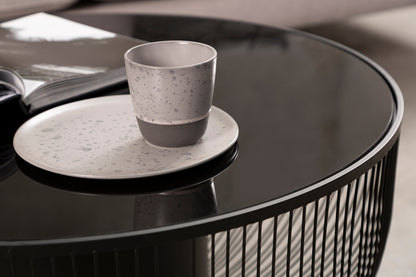 Aramis Black Glass Industrial Coffee Table