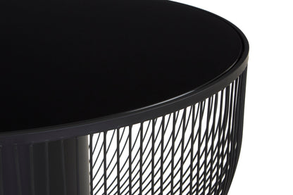 Aramis Black Glass Industrial Coffee Table