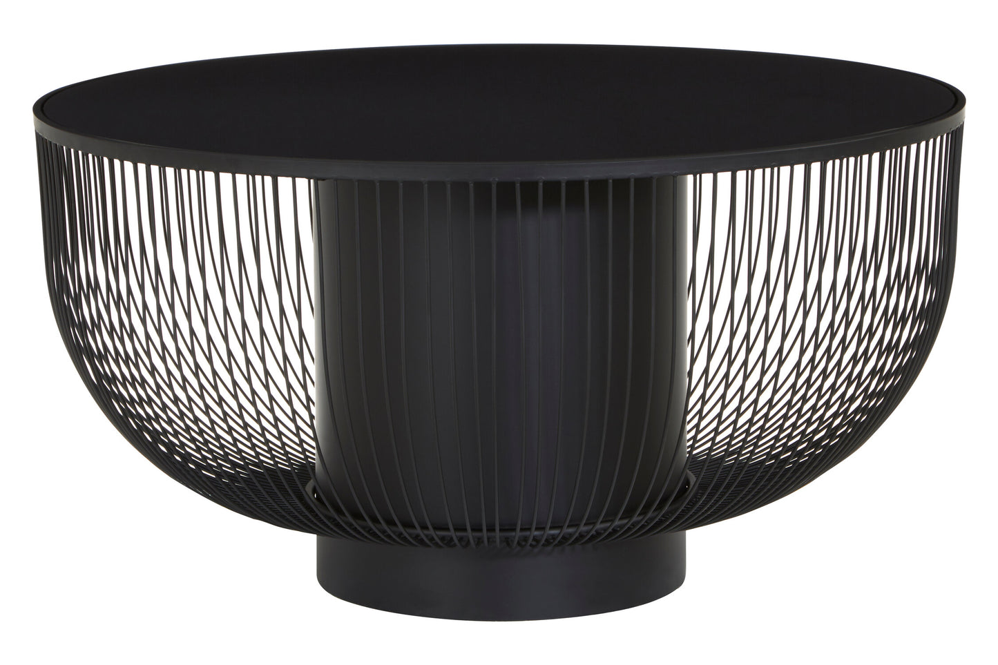 Aramis Black Glass Industrial Coffee Table