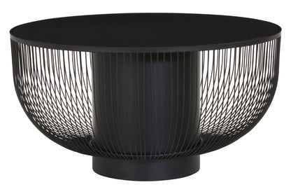 Aramis Black Glass Industrial Coffee Table