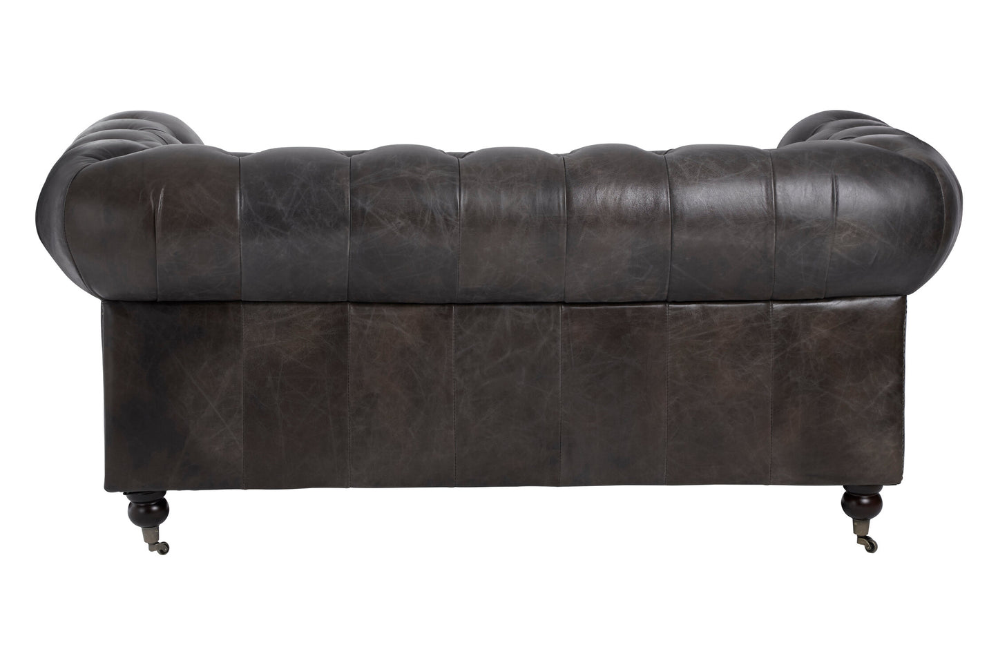 Speakeasy Dark Grey Brown Leather Chesterfield 2 Seat Sofa