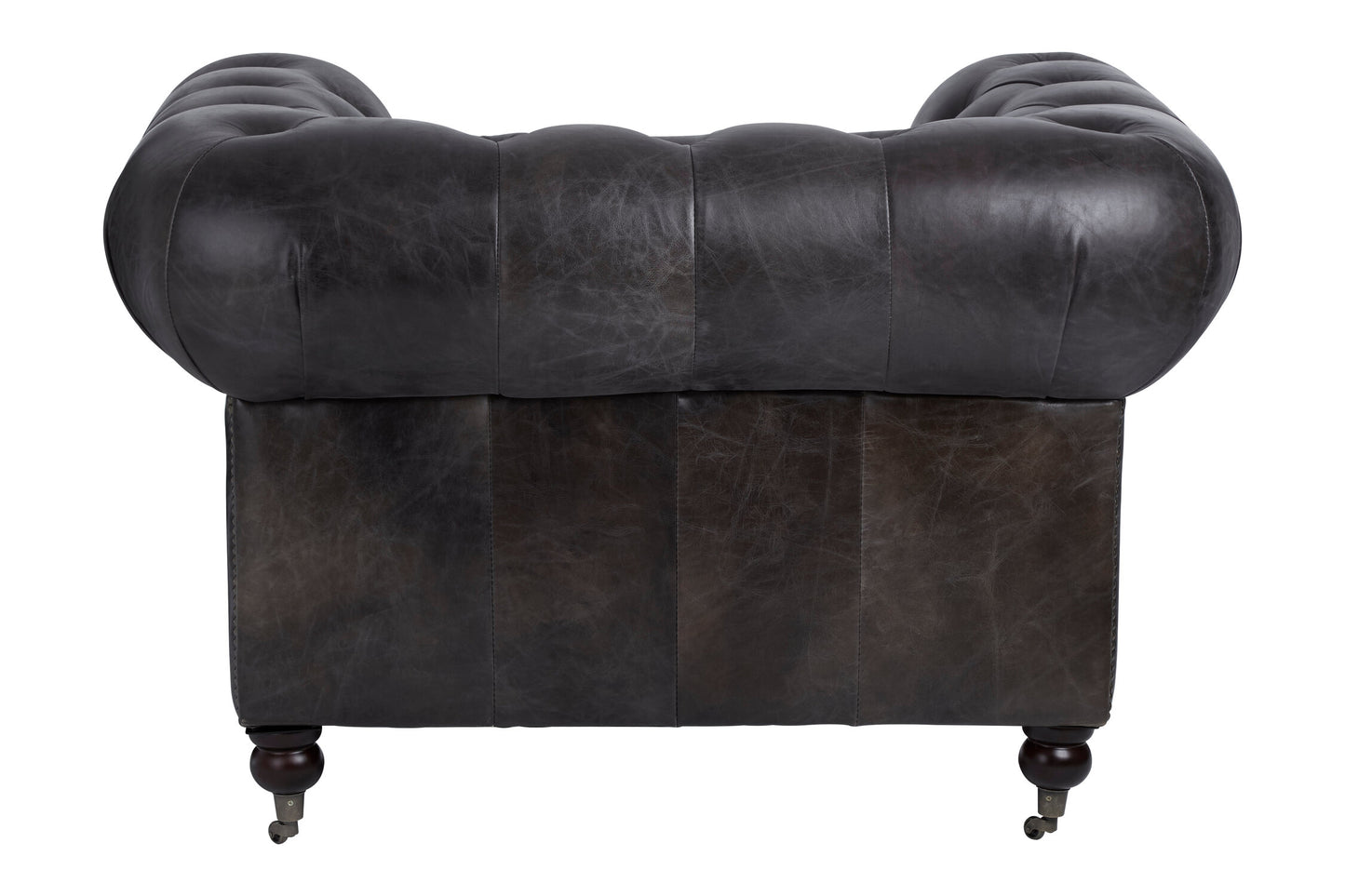 Speakeasy Dark Grey Brown Leather Chesterfield Armchair