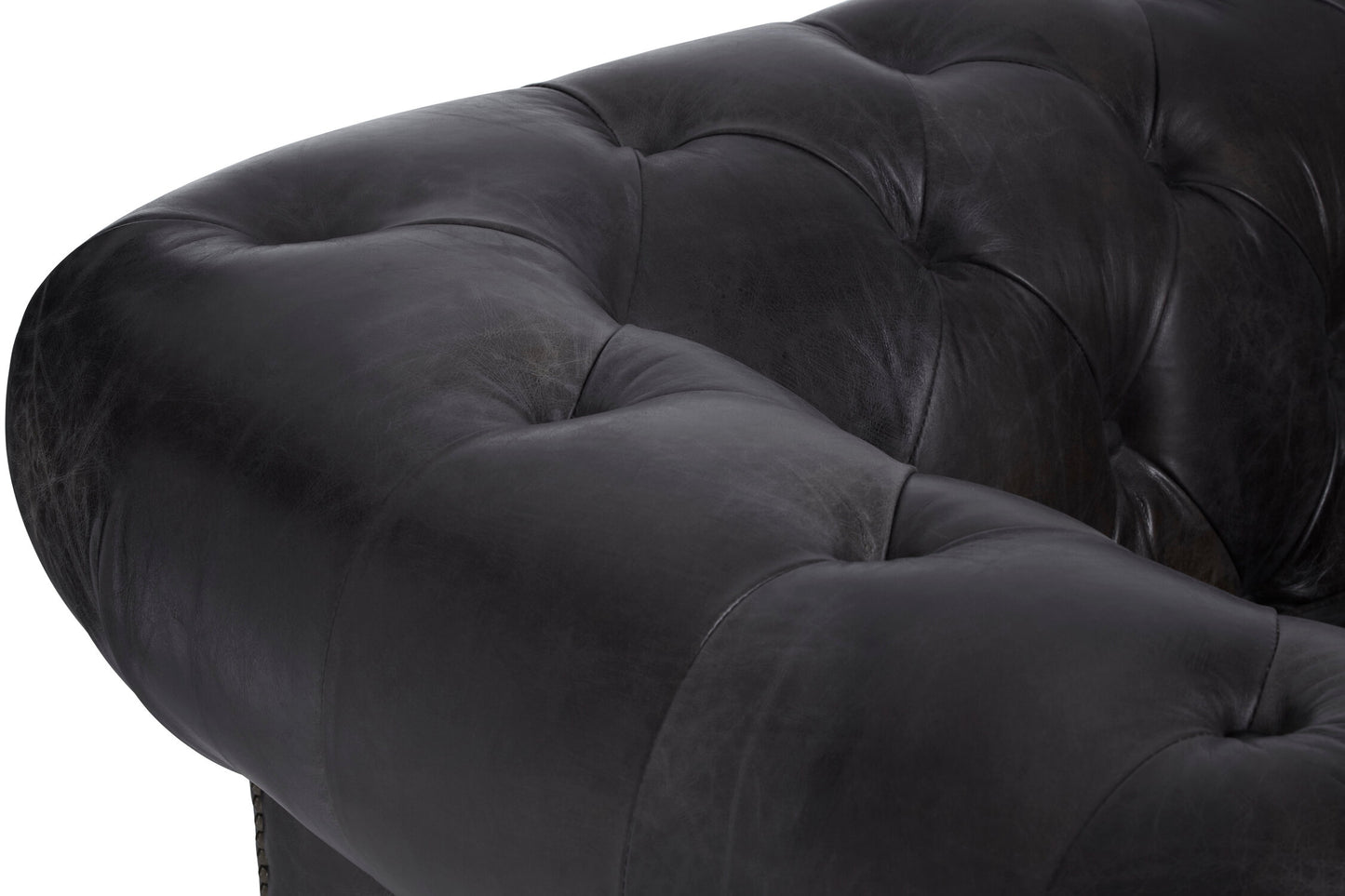 Speakeasy Dark Grey Brown Leather Chesterfield Armchair
