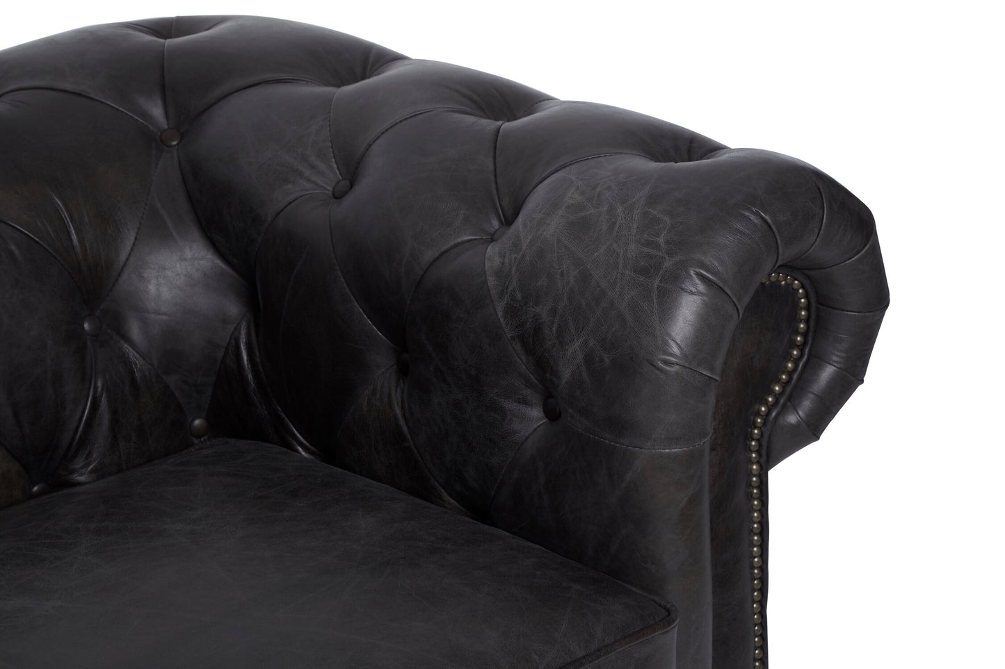 Speakeasy Dark Grey Brown Leather Chesterfield Armchair