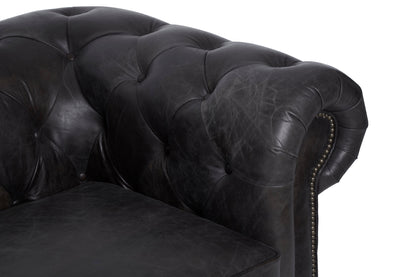 Speakeasy Dark Grey Brown Leather Chesterfield Armchair