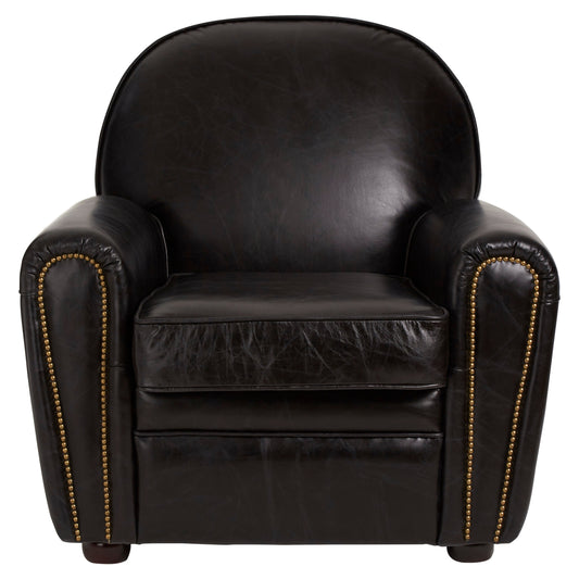 Speakeasy Black Leather Classic Armchair