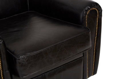 Speakeasy Black Leather Classic Armchair