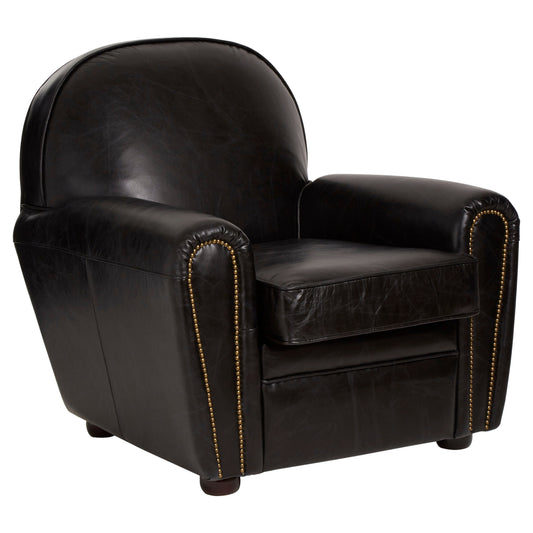 Speakeasy Black Leather Classic Armchair