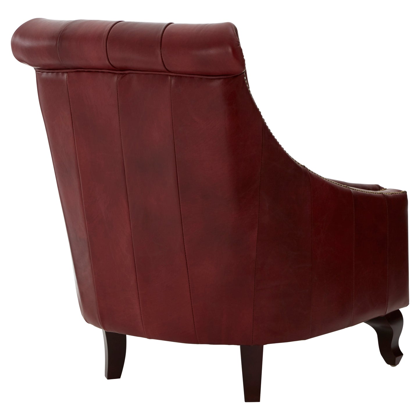 Speakeasy Deep Red Leather Lounge Chair with Buttoned Back