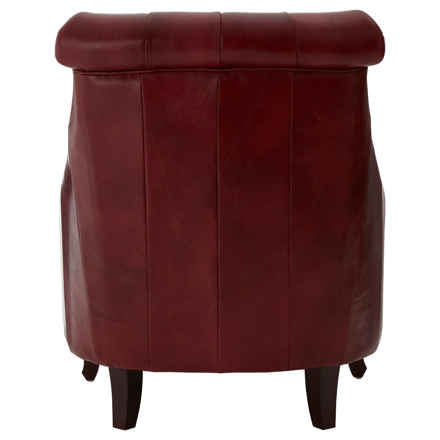 Speakeasy Deep Red Leather Lounge Chair with Buttoned Back