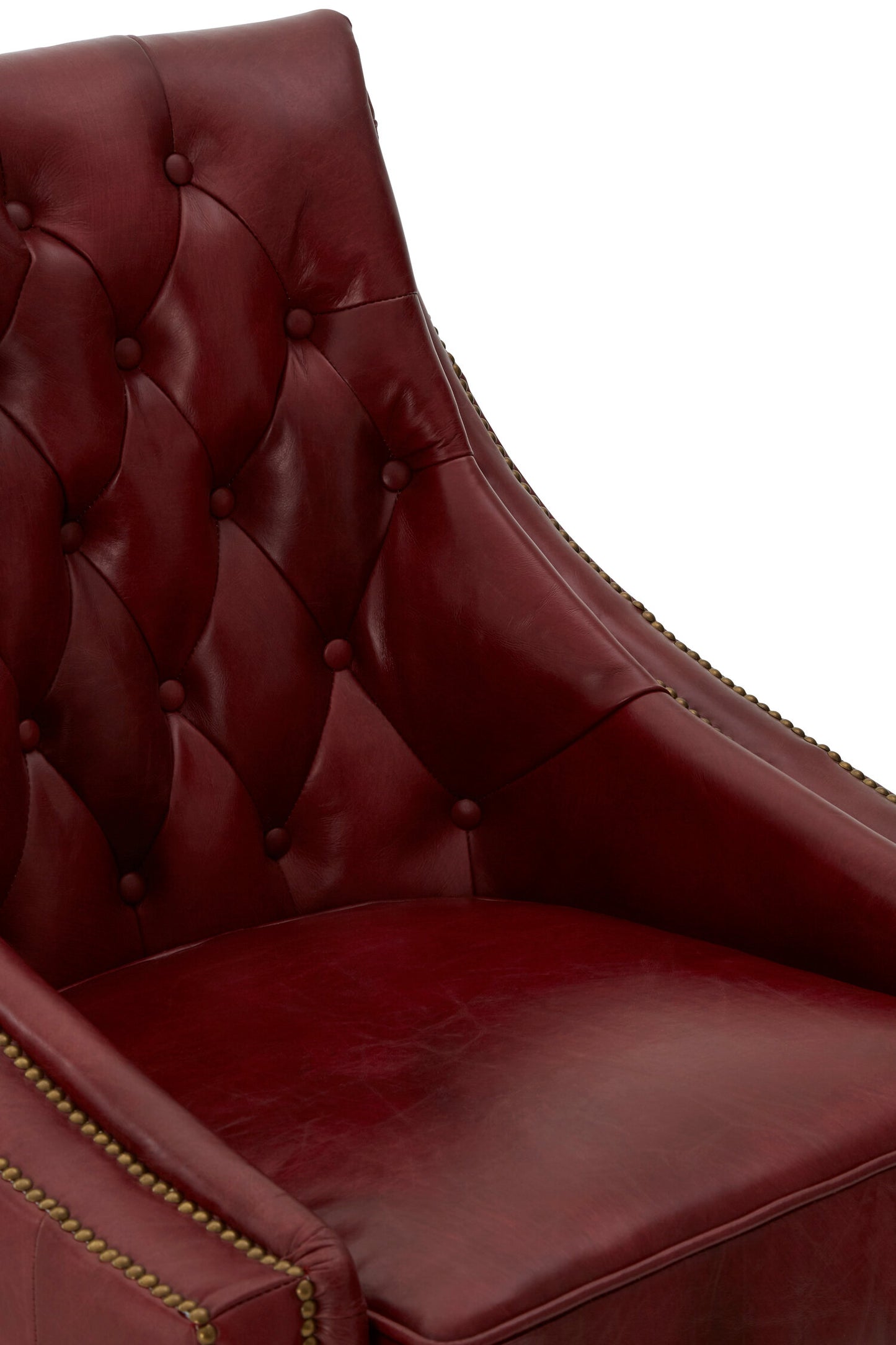 Speakeasy Deep Red Leather Lounge Chair with Buttoned Back