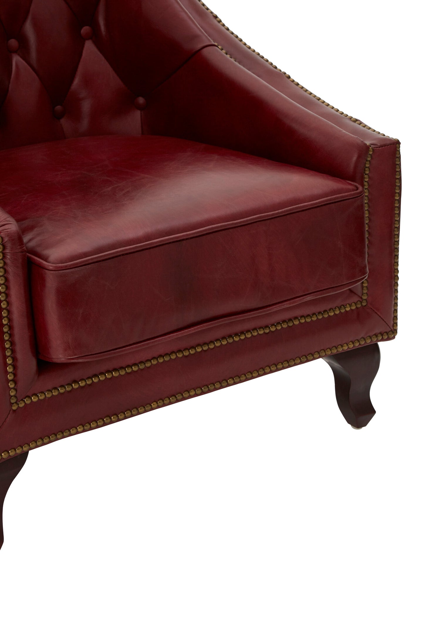 Speakeasy Deep Red Leather Lounge Chair with Buttoned Back
