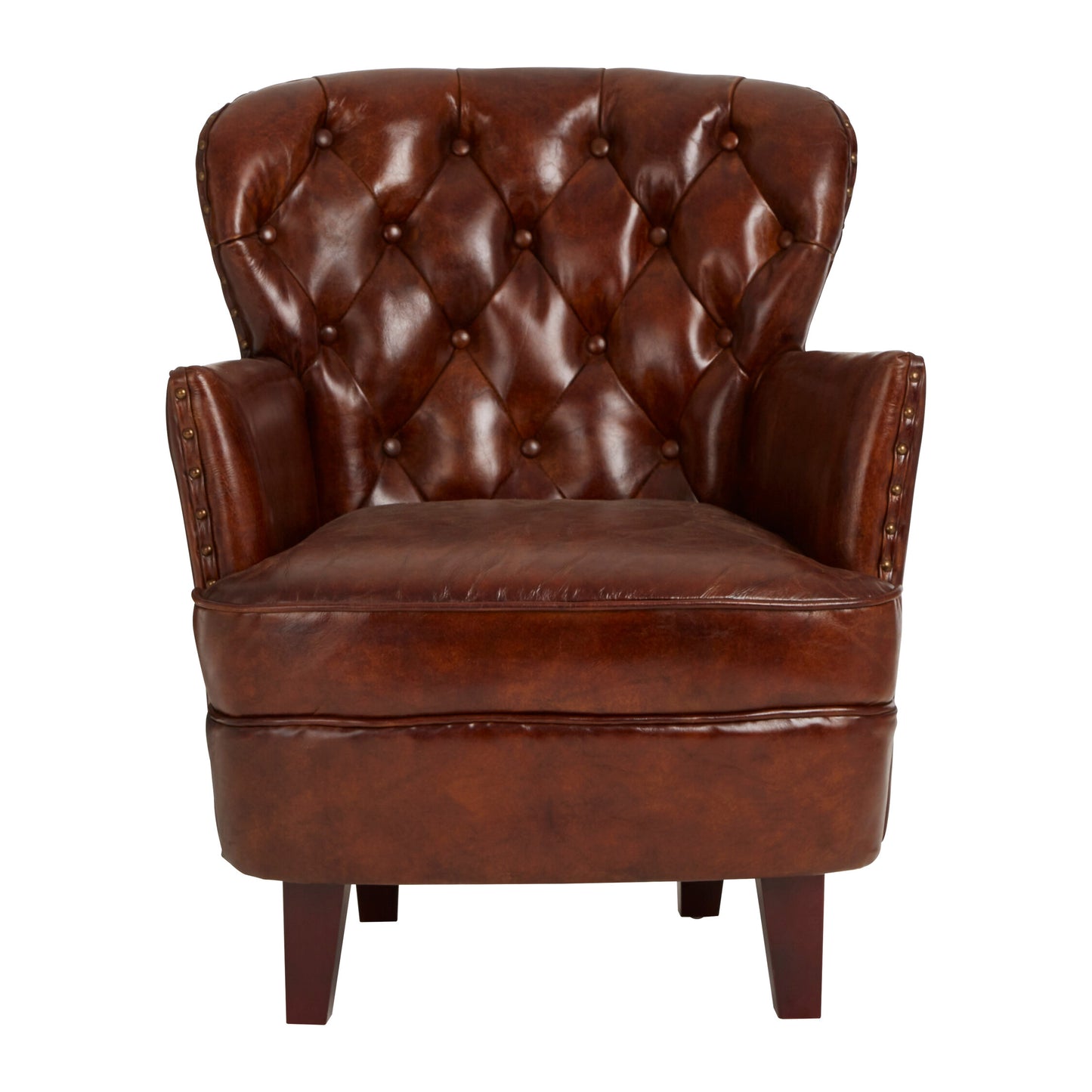 Speakeasy Brown Leather Tufted Armchair | Bali & Blue