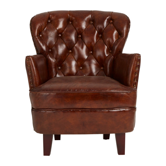 Speakeasy Brown Leather Tufted Armchair | Bali & Blue