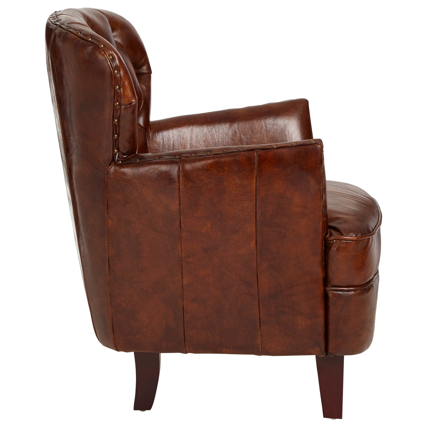 Speakeasy Brown Leather Tufted Armchair
