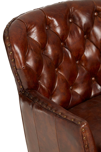 Speakeasy Brown Leather Tufted Armchair