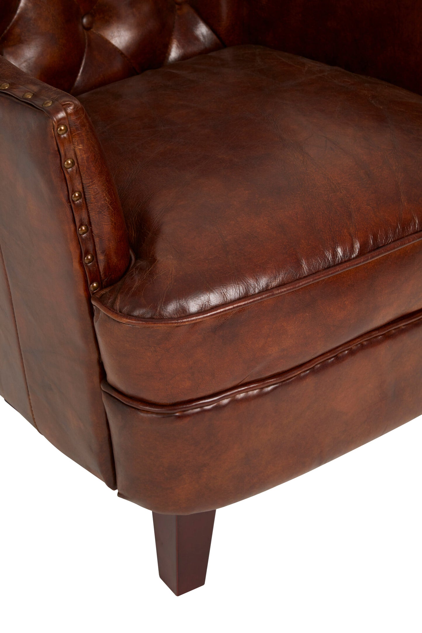 Speakeasy Brown Leather Tufted Armchair