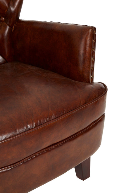 Speakeasy Brown Leather Tufted Armchair