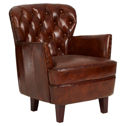 Speakeasy Brown Leather Tufted Armchair