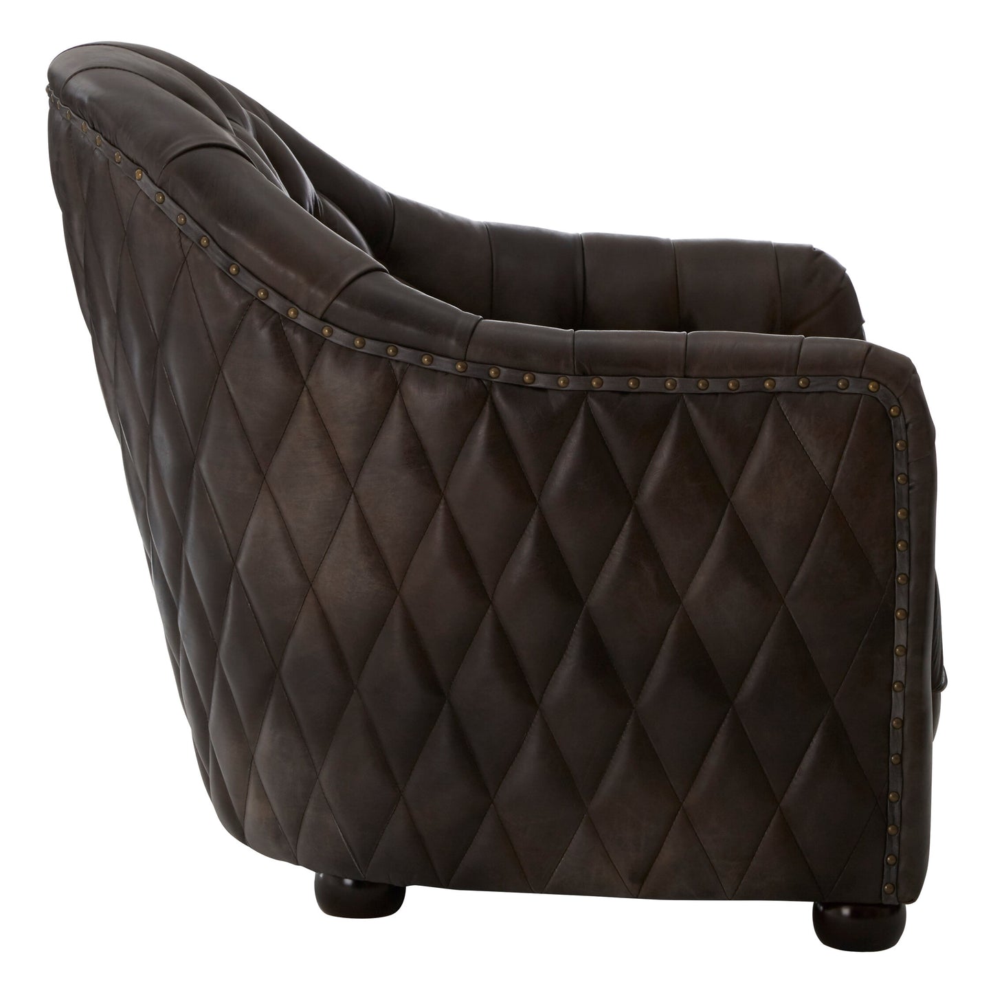 Speakeasy Dark Grey Brown Leather Tub Chair