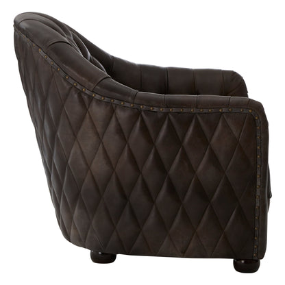 Speakeasy Dark Grey Brown Leather Tub Chair