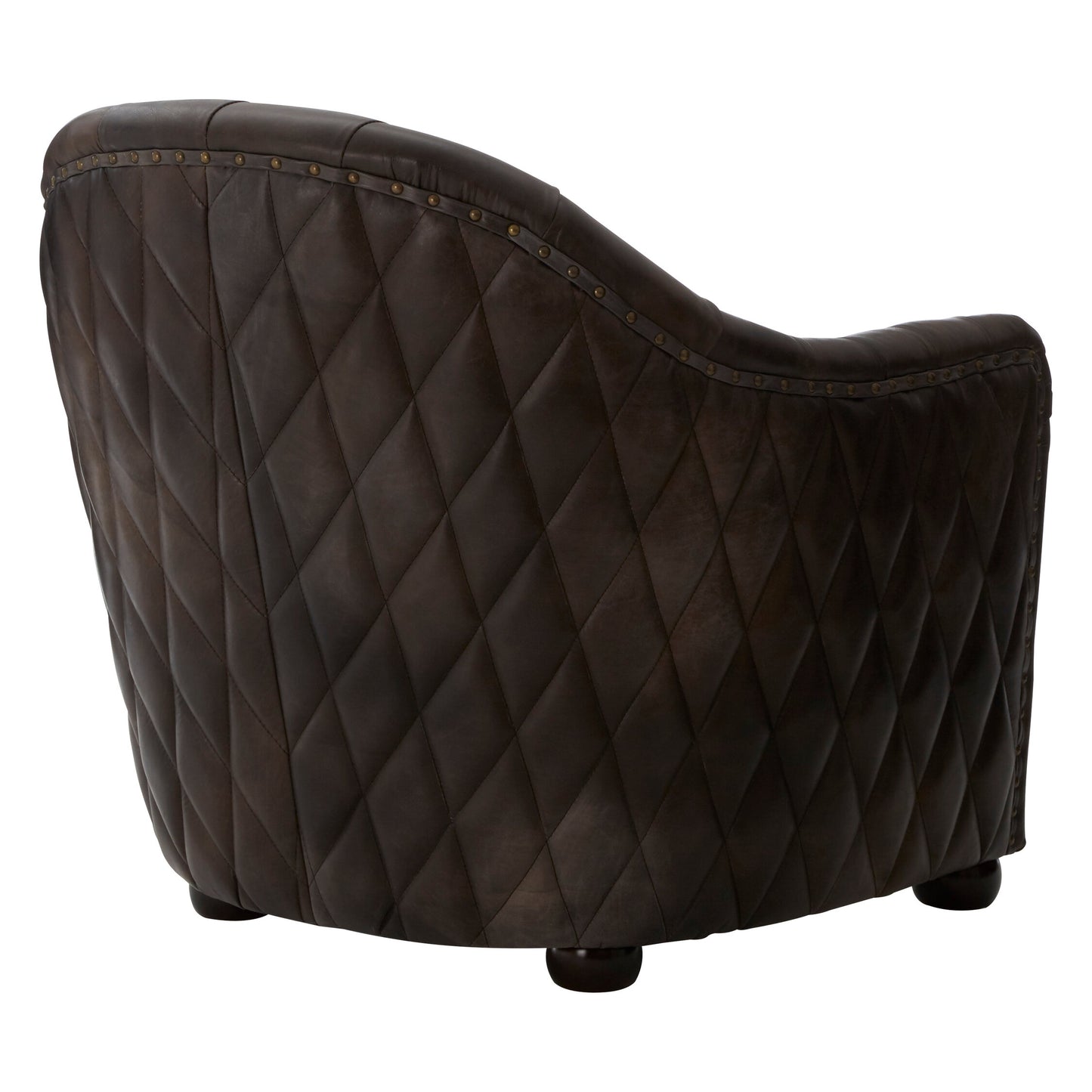 Speakeasy Dark Grey Brown Leather Tub Chair